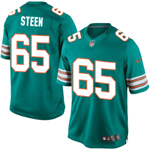 Men's Limited Anthony Steen Nike Jersey Aqua Green Alternate - #65 NFL Miami Dolphins